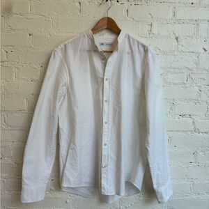 Zara White Casual Button Down Shirt Crisp Cotton Design